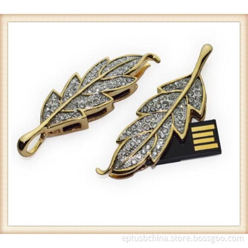 Crystal USB Pen Disk with Leaf Shape (ED007)